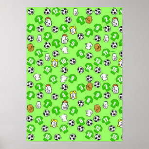 Football Design Wall Poster met groene Shirten