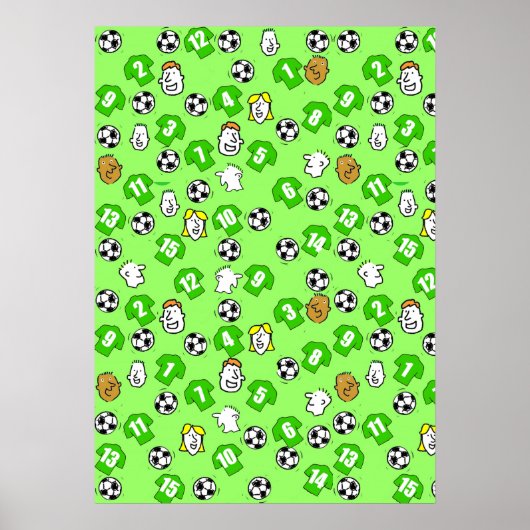 Football Design Wall Poster met groene Shirten (Voorkant)