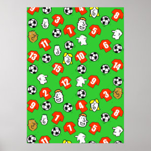 Football Design Wall Poster met rode Shirten