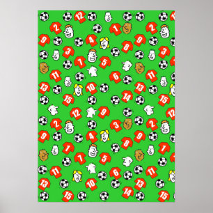 Football Design Wall Poster met rode Shirten