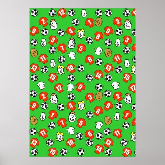 Football Design Wall Poster met rode Shirten (Voorkant)