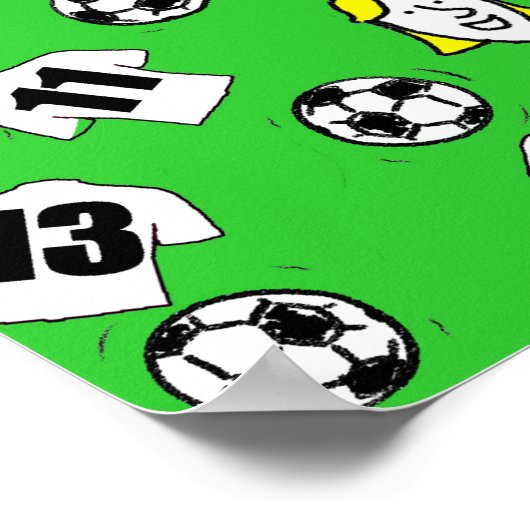 Football Design Wall Poster met witte Shirten (Hoek)