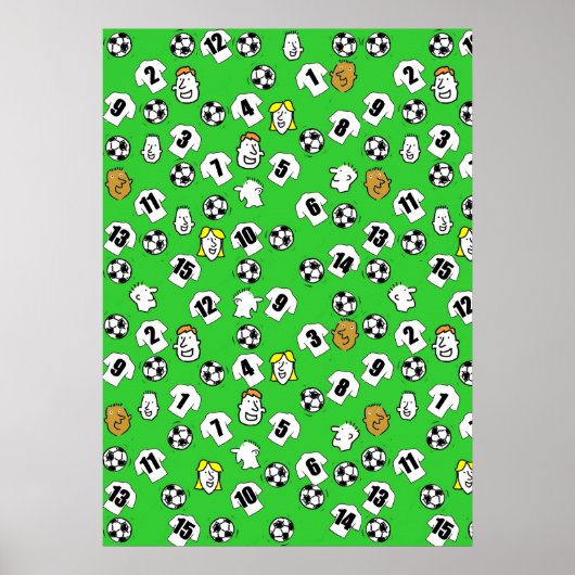 Football Design Wall Poster met witte Shirten (Voorkant)