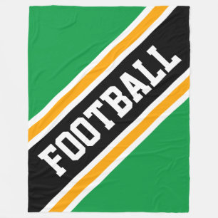 FOOTBALL Diagonaal Groen Zwart Geel Strepen Fleece Deken