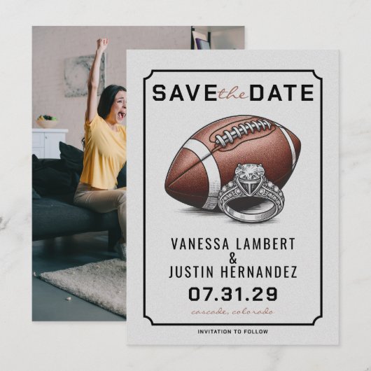 Football Diamond Save The Date (Voorkant / Achterkant)