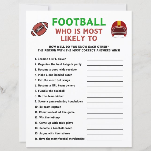 Football die het meest waarschijnlijk zal spelen (Voorkant)