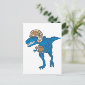 Football Dinosaur Blue Briefkaart (Staand voorkant)