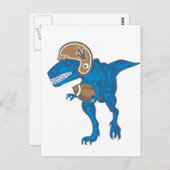 Football Dinosaur Blue Briefkaart (Voorkant / Achterkant)