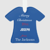 Football Donkerblauw & Wit Jersey Ornament (achterkant)