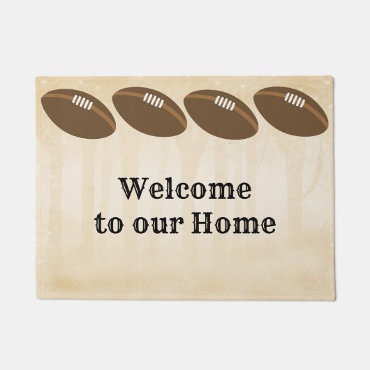 Football Doormat in bruin en tan Deurmat (Voorkant)