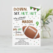 Football down set hut verjaardagsuitnodiging kaart (Staand voorkant)