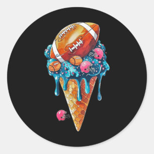 Football Drip Ice Cream Waterverf Cone Met Sprin Ronde Sticker