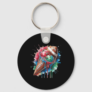 Football Drip Ice Cream Waterverf Cone Met Sprin Sleutelhanger