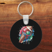 Football Drip Ice Cream Waterverf Cone Met Sprin Sleutelhanger (Voorkant)