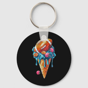 Football Drip Ice Cream Waterverf Cone Met Sprin Sleutelhanger
