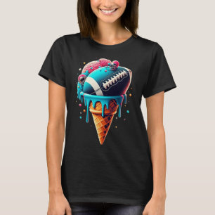 Football Drip Ice Cream Waterverf Cone Met Sprin T-shirt
