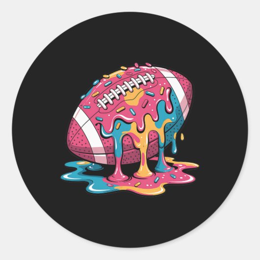 Football Drip voor Lineman WR QB RB Ice Cream Spri Ronde Sticker (Voorkant)