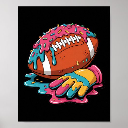Football Drip WR Lineman QB RB DB Ice Cream Footba Poster (Voorkant)