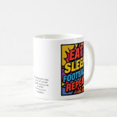 Football Eat Sleep Repeat Pop Art Personalized Koffiemok (Voorkant rechts)