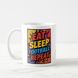 Football Eat Sleep Repeat Pop Art Personalized Koffiemok