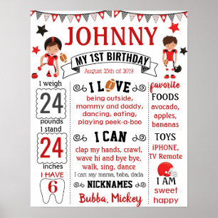 Football Eerste bord van Birthday-bord Poster