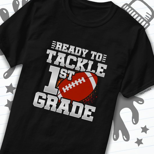 Football eerste dag 1e klas terug naar school t-shirt