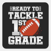 Football eerste dag 1e klas terug naar school vierkante sticker (Voorkant)