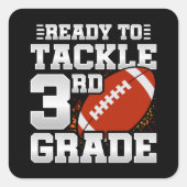 Football eerste dag 3e klas terug naar school vierkante sticker (Voorkant)