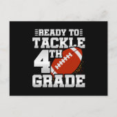 Football eerste dag 4e klas terug naar school briefkaart (Voorkant)