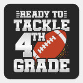Football eerste dag 4e klas terug naar school vierkante sticker (Voorkant)