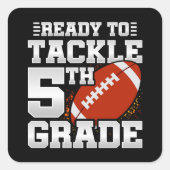 Football eerste dag 5e klas terug naar school vierkante sticker (Voorkant)