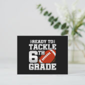 Football eerste dag 6e klas terug naar school briefkaart (Staand voorkant)