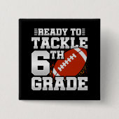 Football eerste dag 6e klas terug naar school vierkante button 5,1 cm (Voorkant)