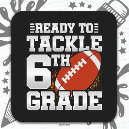 Football eerste dag 6e klas terug naar school vierkante sticker