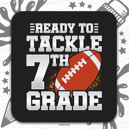 Football eerste dag 7e klas terug naar school vierkante sticker