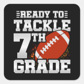 Football eerste dag 7e klas terug naar school vierkante sticker (Voorkant)