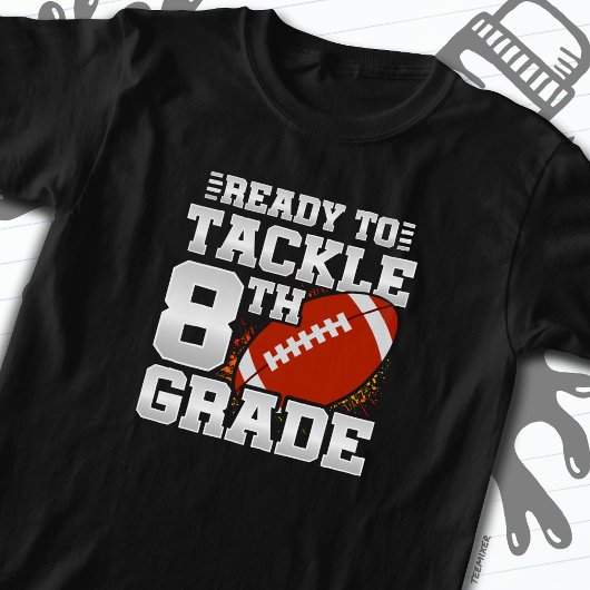 Football eerste dag 8e klas terug naar school t-shirt