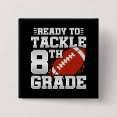 Football eerste dag 8e klas terug naar school vierkante button 5,1 cm (Voorkant)