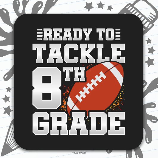 Football eerste dag 8e klas terug naar school vierkante sticker