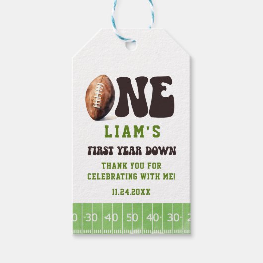 Football eerste jaar beneden dank u gunsten cadeaulabel (Voorkant)