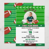 Football eerste jaar down 1e eerste verjaardag fot kaart (Voorkant / Achterkant)