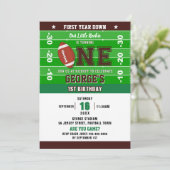 Football Eerste Jaar Down 1e Verjaardag Spel op Kaart (Staand voorkant)