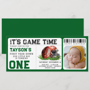 Football eerste jaar down 1e verjaardag ticket fot kaart