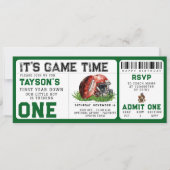 Football eerste jaar down 1e verjaardag ticket kaart (Voorkant)