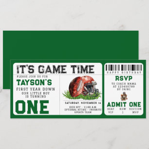 Football eerste jaar down 1e verjaardag ticket kaart