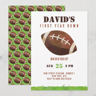 Football eerste jaar Down 1st Birthday Boy Kaart