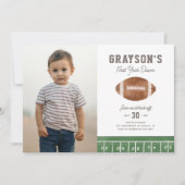 Football eerste jaar down 1st birthday foto kaart (Voorkant)