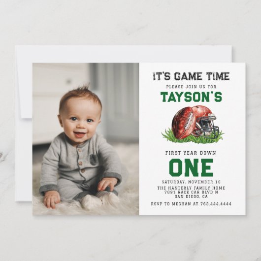 Football eerste jaar Down 1st Birthday Kaart (Voorkant)