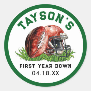 Football eerste jaar Down 1st Birthday Ronde Sticker