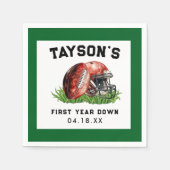 Football eerste jaar Down 1st Birthday Servet (Voorkant)